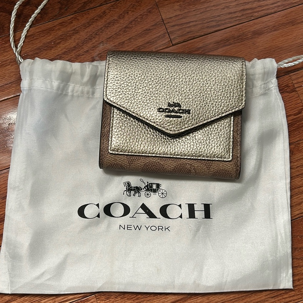 Coach Logo Wallet with metallic face